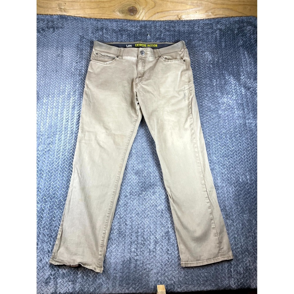 Lee Modern Series Extreme Motion Straight Fit Tapered Leg Jeans Mens 38x32 Olive